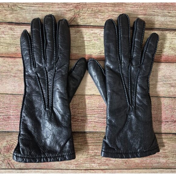 Thinsulate Ladies Black Faux Leather Driving Gloves Size S Small Insulated MINT - Picture 1 of 6